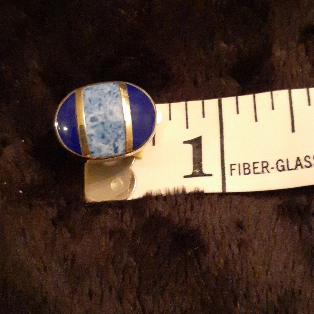 Sterling Lapis & Turquoise Earrings - Picture 4 of 6